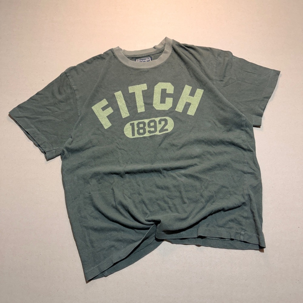 Vintage Abercrombie & Fitch T-Shirt XL Green Good Graphic 1892 Crew Neck Cotton